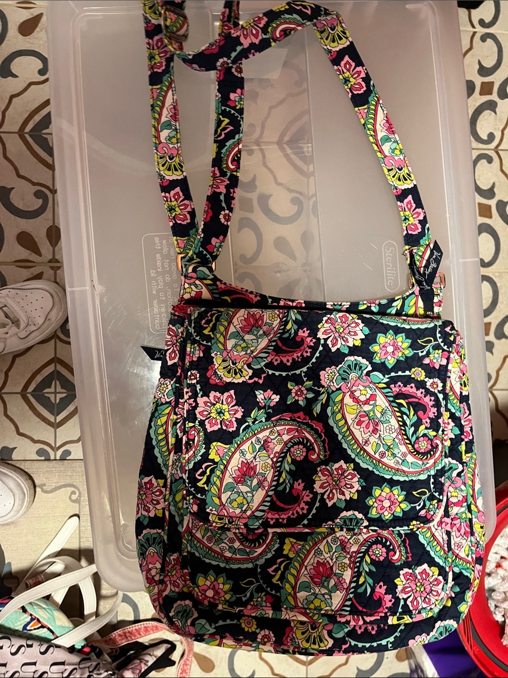 Vera Bradley Floral Quilted Crossbody in Navy, Pink & Teal - Picture 8 of 8